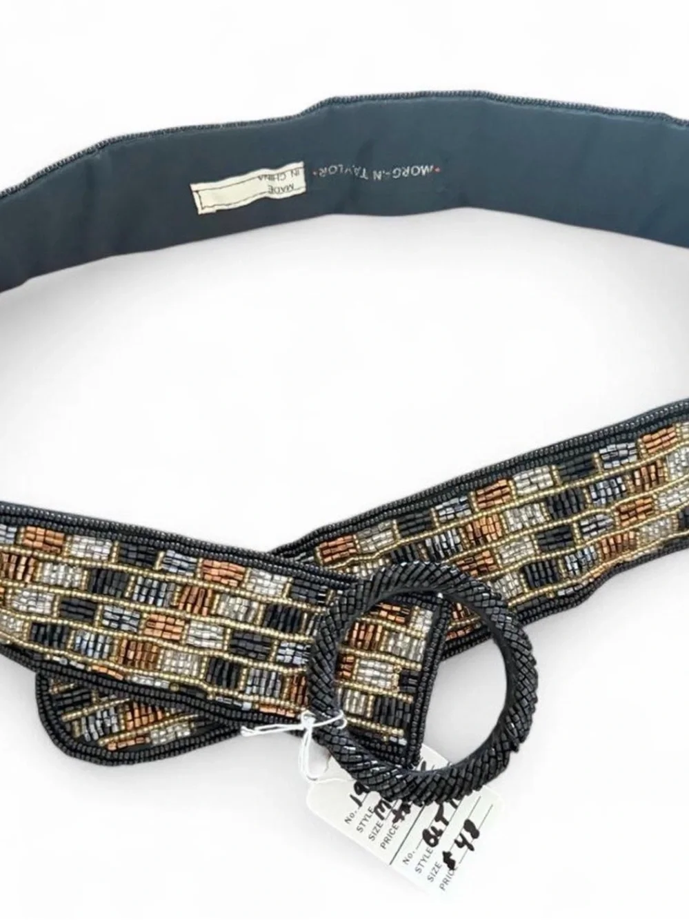 Morgan Taylor Multicolor Beaded Waist Belt with Black Buckle